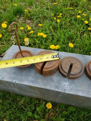 Vintage Platform Scale Weights_Fairbanks Antique Tool Howe General_With Hanger 3