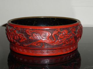 Old Chinese Carved Cinnabar Lacquer Bowl