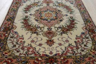 AUTHENTIC TAB RIZ HAND KNOTTED SILK / WOOL ORIENTAL RUG 2 ' x 3 ' HAND - CLEANED 3