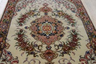 AUTHENTIC TAB RIZ HAND KNOTTED SILK / WOOL ORIENTAL RUG 2 ' x 3 ' HAND - CLEANED 4