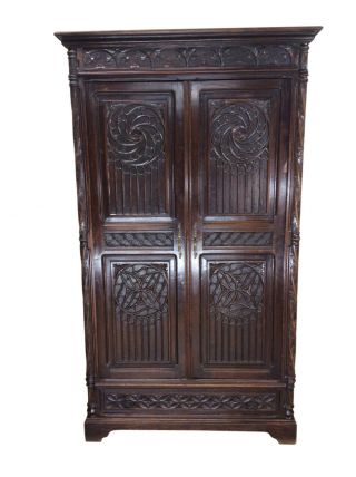 Antique French Gothic Storage Cabinet Or Armoire,  Oak,  19th Century