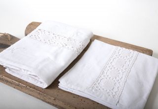 Antique White Duvet Cover Monogram Linen Baby Embroided French Style Beddings