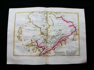 1789 BONNE - rare map: NORTH AMERICA,  CANADA,  QUEBEC,  GREAT LAKES,  HUDSON BAY 4