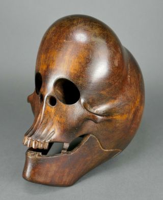 Vtg Bontoc Igorot Carved Wood Monkey Skull Native Headhunter Tribe Statue Manila 3