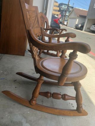 Two Antique Carved Oak Rocking Chairs 2