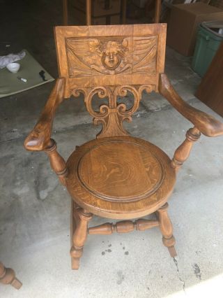 Two Antique Carved Oak Rocking Chairs 5