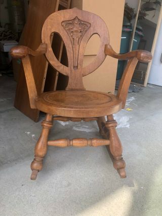 Two Antique Carved Oak Rocking Chairs 7