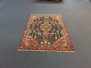 On Semi Antique Hand Knotted Persian - Hamadan Rug Geometric Carpet 4 