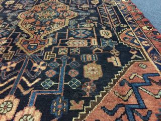 On Semi Antique Hand Knotted Persian - Hamadan Rug Geometric Carpet 4 ' 4 