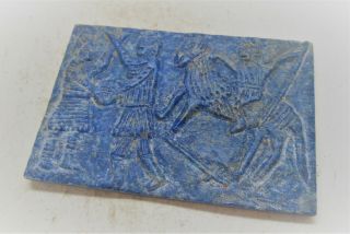 VERY RARE ANCIENT NEAR EASTERN LAPIZ LAZULI RELIEF PANEL SCENE OF SOLDIERS 4