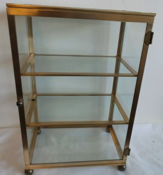 Vintage Heavy Duty Glass And Brass Display Case For Miniatures