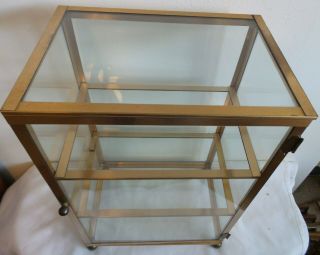 VINTAGE HEAVY DUTY GLASS AND BRASS DISPLAY CASE FOR MINIATURES 2