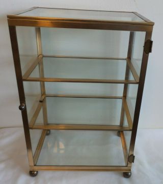 VINTAGE HEAVY DUTY GLASS AND BRASS DISPLAY CASE FOR MINIATURES 5