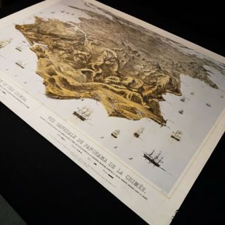 1855 Large Lithograph Print Crimea War Complete Panoramic View Crimea Military