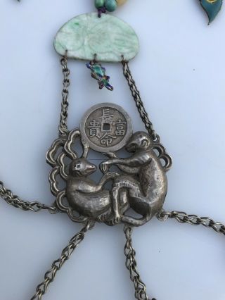 Unusual Large Antique Chinese Silver Necklace 2