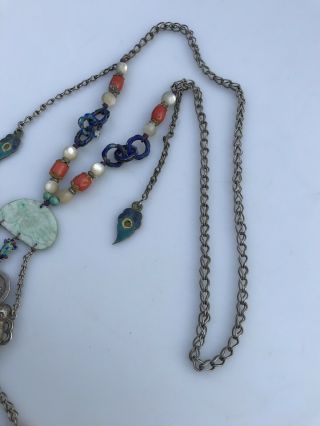 Unusual Large Antique Chinese Silver Necklace 8