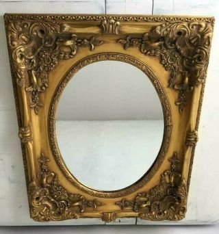 Old Vintage Italian Ancient Mirror With Detailed Decoration Full Wood