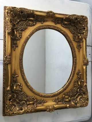 OLD VINTAGE ITALIAN ANCIENT MIRROR WITH DETAILED DECORATION FULL WOOD 3
