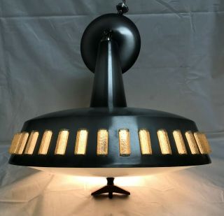 Mid Century Atomic Ceiling Light Ejs Lighting Flying Saucer Glass Shade Acrylic
