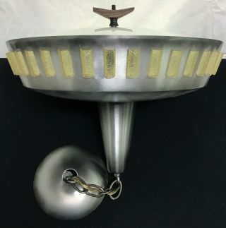 MID CENTURY ATOMIC CEILING LIGHT EJS LIGHTING FLYING SAUCER GLASS SHADE ACRYLIC 4