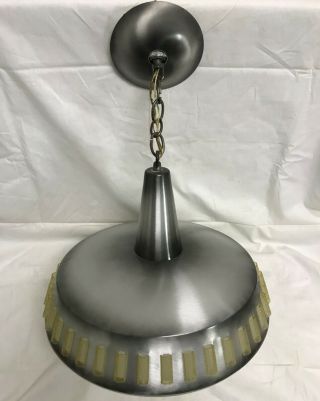 MID CENTURY ATOMIC CEILING LIGHT EJS LIGHTING FLYING SAUCER GLASS SHADE ACRYLIC 8