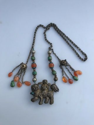 Unusual Large Antique Chinese Silver Necklace