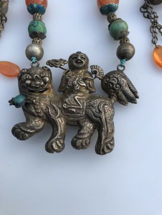 Unusual Large Antique Chinese Silver Necklace 2