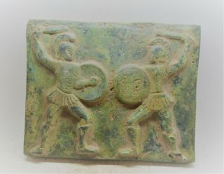 Ancient Roman Bronze Plaque With Depiction Of Gladiators Very Unusual