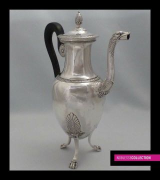ANTIQUE 1820s FRENCH STERLING SILVER COFFEE POT 11in.  Empire Paris 1819 - 1838 2