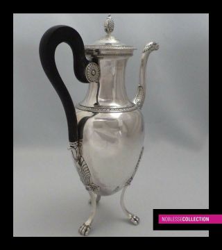 ANTIQUE 1820s FRENCH STERLING SILVER COFFEE POT 11in.  Empire Paris 1819 - 1838 3