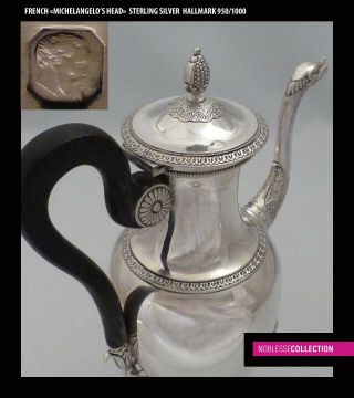 ANTIQUE 1820s FRENCH STERLING SILVER COFFEE POT 11in.  Empire Paris 1819 - 1838 4