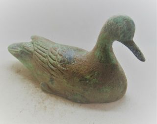 Circa 100 - 300ad European Found Ancient Roman Bronze Bird Statue