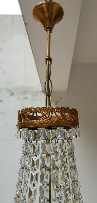 Antique Vintage Brass & Crystals French Chandelier Lighting Ceiling Lamp Light 4