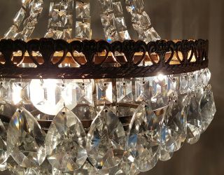 Antique Vintage Brass & Crystals French Chandelier Lighting Ceiling Lamp Light 7