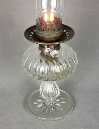 Crystal Button Hinks Punkah Burner Cut Glass Kerosene Paraffin Oil Lamp Osler ? 5