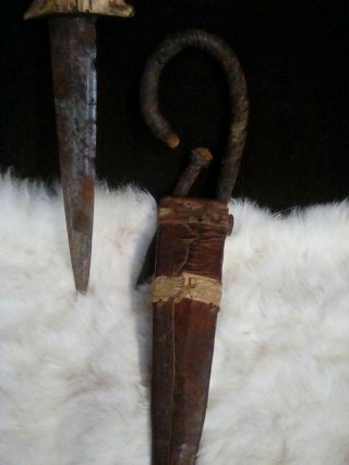 Antique Age Unknown Tribal Dagger Knife & Scabbard 11