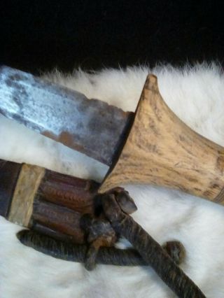 Antique Age Unknown Tribal Dagger Knife & Scabbard 2