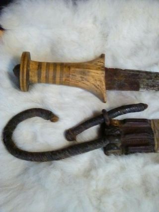Antique Age Unknown Tribal Dagger Knife & Scabbard 7