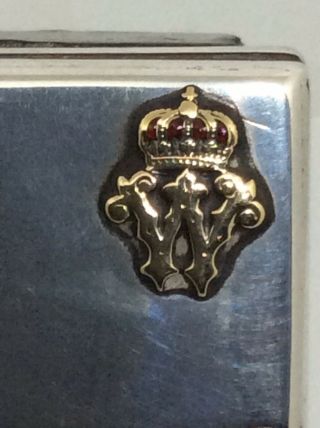 c1890 Silver Gold Enamel Table Vesta Box Queen Victoria Gift To King Wilhelm 3