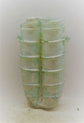 Scarce Ancient Roman Glass Iridescent Double Balsarium With Handle Circa 300ad
