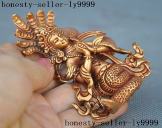 Tibet Buddhism bronze 24k gold gilt Naga Kanya Serpent Snake fairy buddha god 8