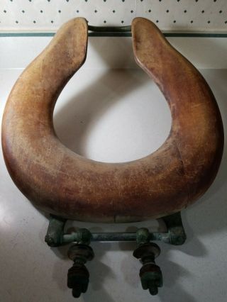 Antique Victorian Industrial Steampunk Bronze Hardware Wood Oak Seat