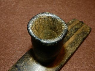 Old Chippewa Indian Black Steatite Platform Pipe Found Near Indian Lake,  Ohio 9