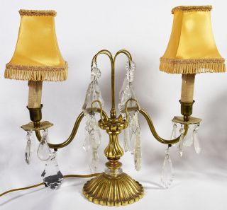 Old French Gilt Bronze 2 - Light Girondoles with Crystal Drops - electric 3