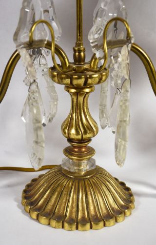 Old French Gilt Bronze 2 - Light Girondoles with Crystal Drops - electric 4