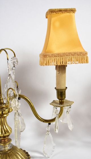 Old French Gilt Bronze 2 - Light Girondoles with Crystal Drops - electric 5