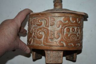 Orig $1099 Wow Pre Columbian Mayan Vase,  Glyphs 6in Prov