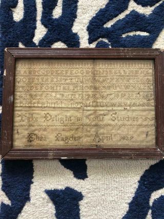 Antique Framed 1827 Cross Stich Sampler Eliza Pagden