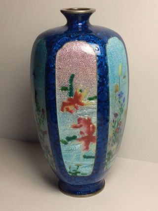 Antique 19/20th Century Japanese Ginbari Cloisonne 6 Sided Vase Signed