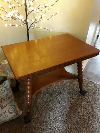 Tiger Oak Man Of The North Iron And Glass Claw Ball Feet Parlor Table